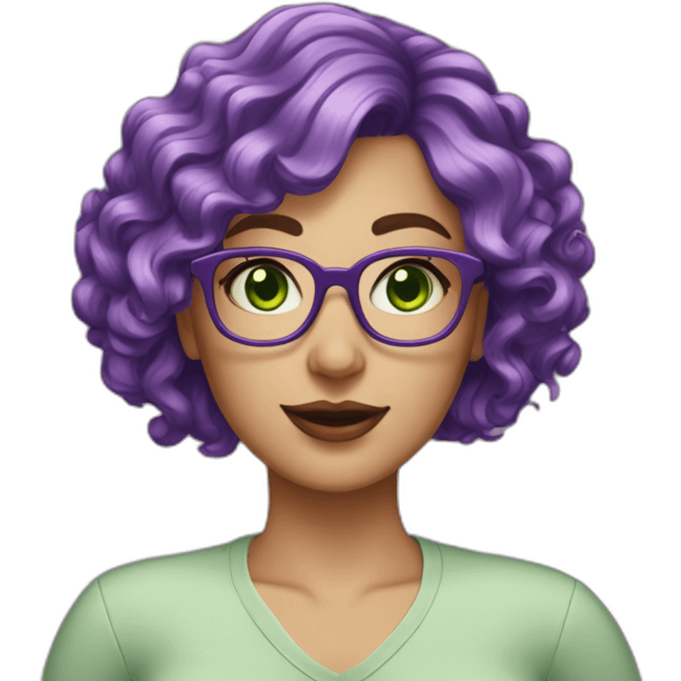 curvy-white-woman-purple-wavy-hair-green-eyes-square-glasses emoji