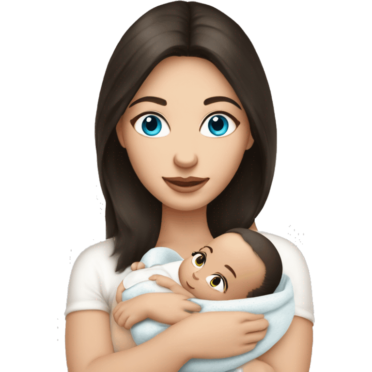 mom holding newborn baby girl with blue eyes and white skin baby dark hair white skin newborn girl emoji