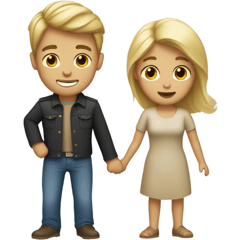 Couple with a blonde woman and brown hair boy emoji