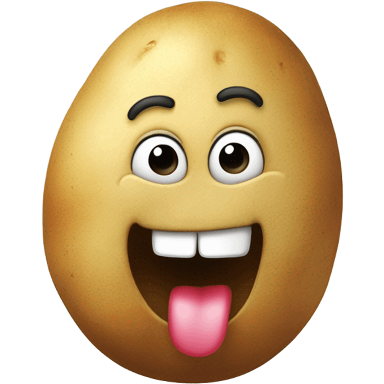 Funny potato head with tongue out emoji