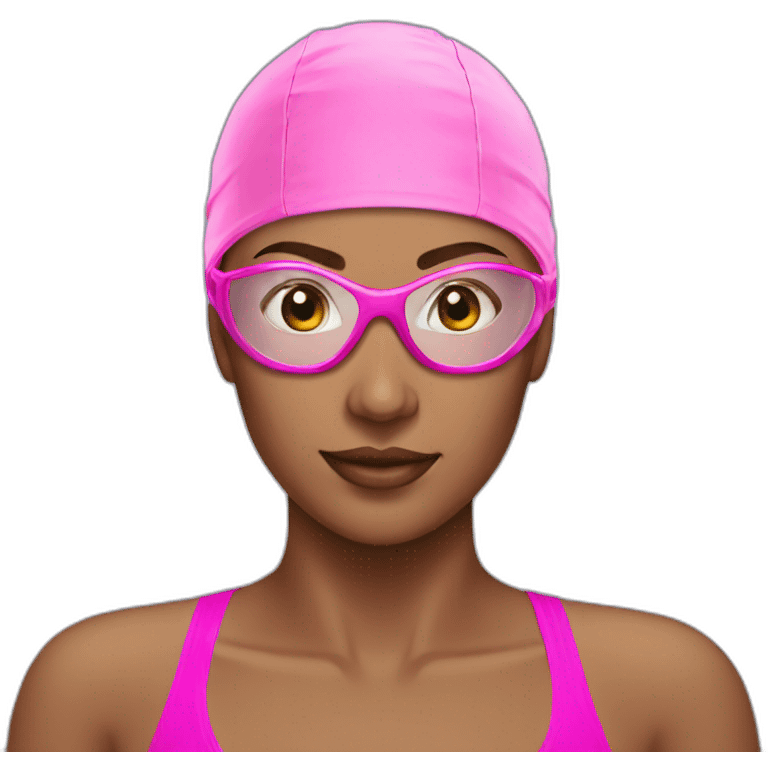 woman pink swim cap goggles emoji