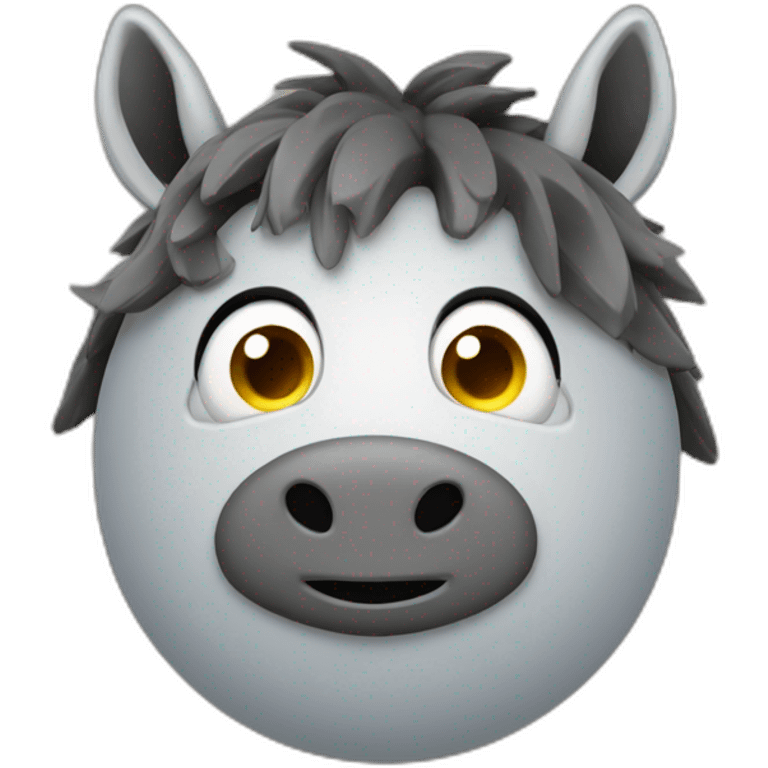 3d sphere with a cartoon Donkey skin texture with big thoughtful eyes emoji