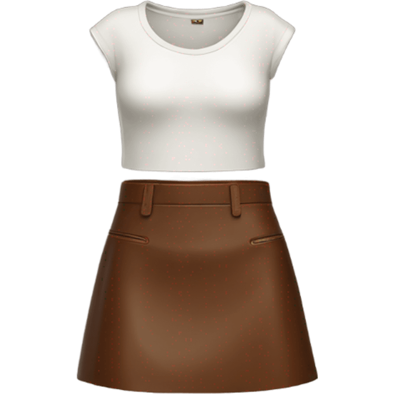 Mini Brown leather skirt  emoji