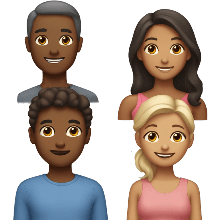 family of four where each family member have their own unique skin tone and gender attributes emoji