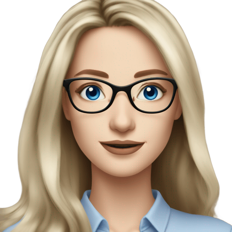 Shoulder length Balayage pale model lady with glasses and blue eyes happy  emoji