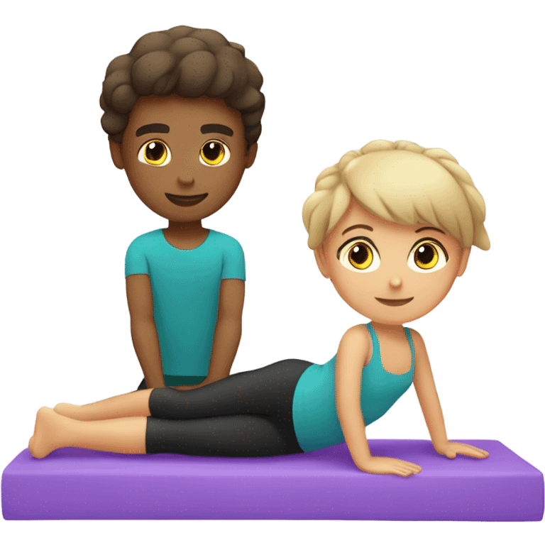 Boy and girl doing pilates  emoji