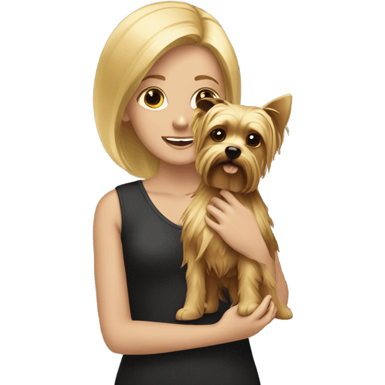 blonde girl with gold yorkshire terrier emoji