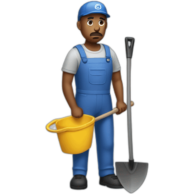 sad janitor with shovel emoji