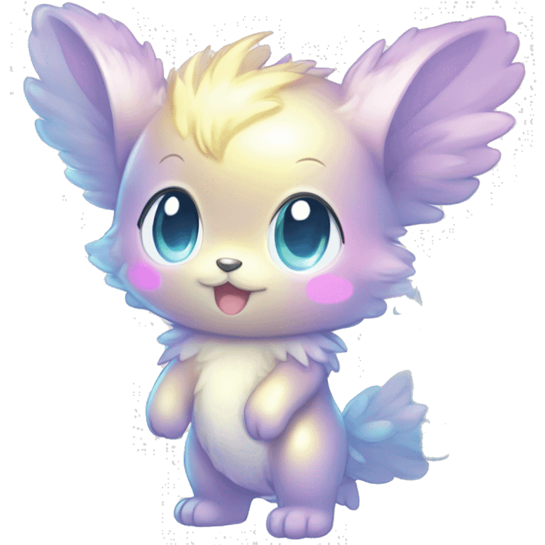 Shiny Cute Cool Innocent Shy Baby Sparkly Colorful Pastel Fluffy beautiful fantasy Kawaii Ethereal Sona Fakemon-animal Full Body emoji