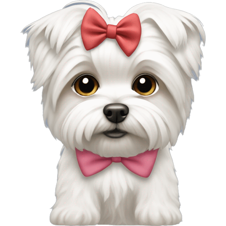 White morkie with bow  emoji