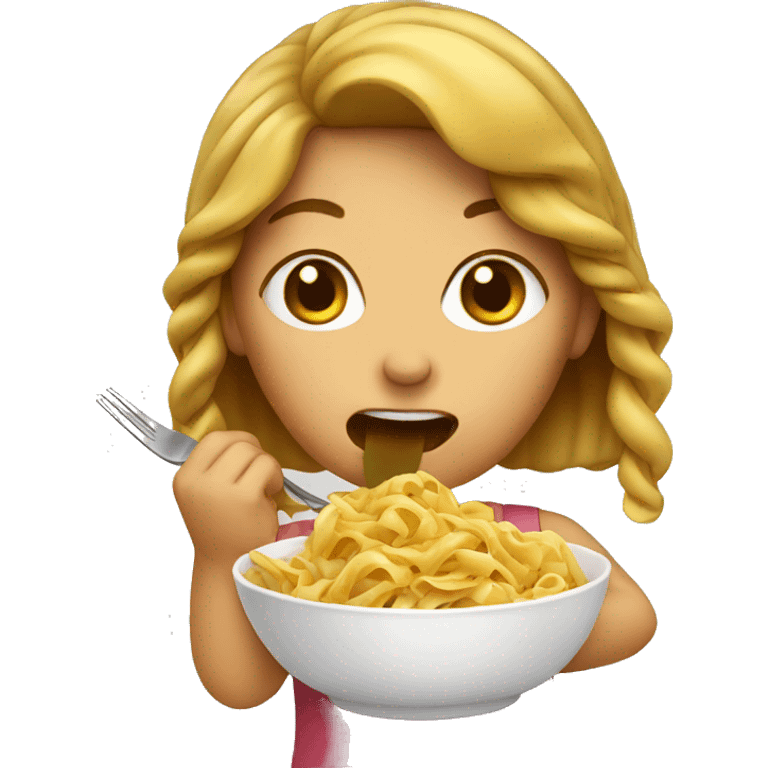 Girl eating pasta emoji