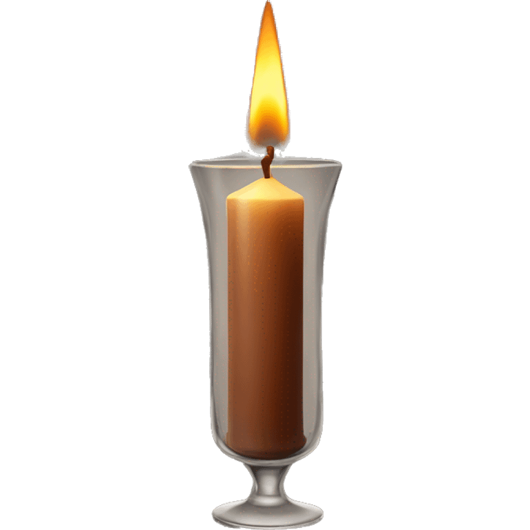 A tall brown candle in a glass container  emoji