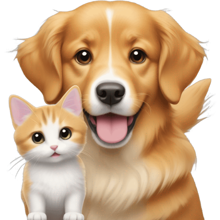 Golden retriever grey corgi and irange baby kitten emoji