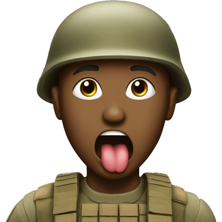 soldier shows his tongue emoji