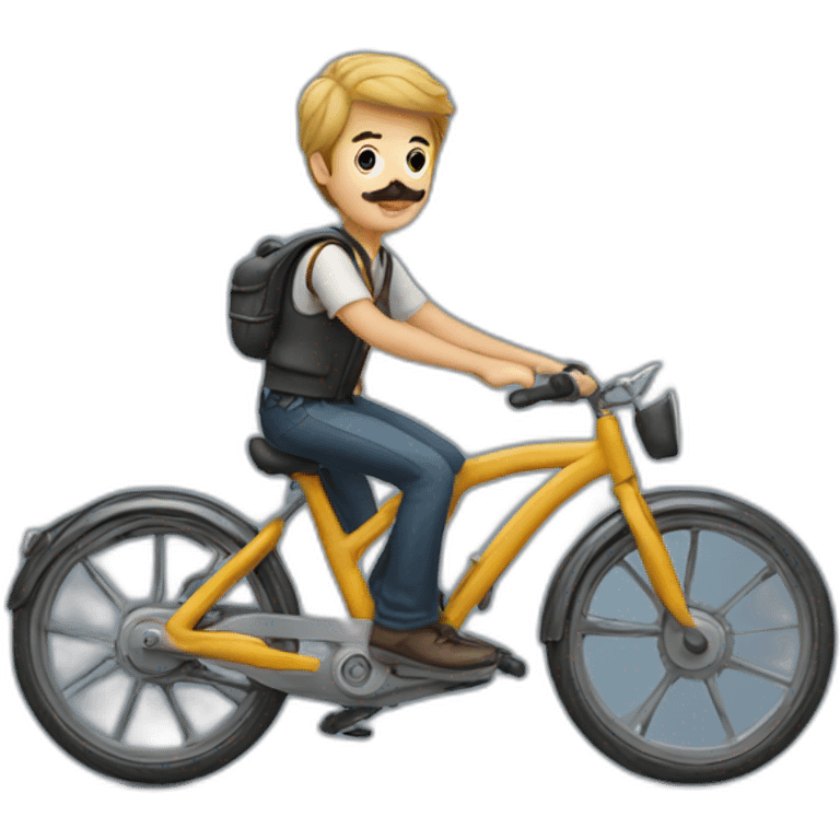 young Man with moustache on a bike emoji