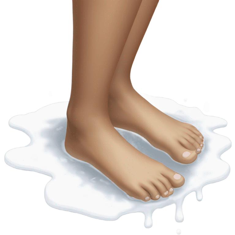 Barefeet balancing in white paint puddle emoji