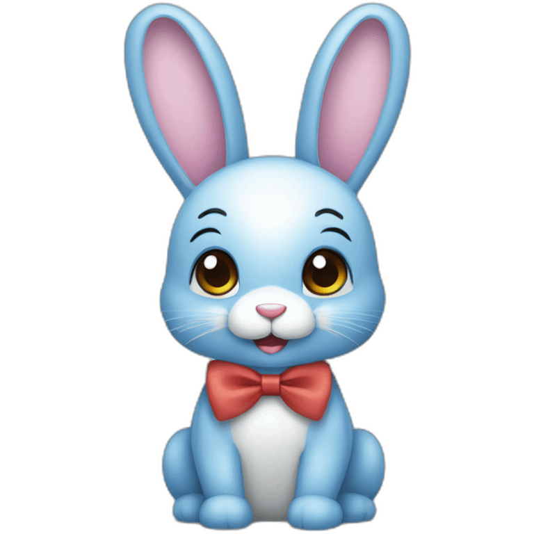 Cute blue bunny with bow tie emoji