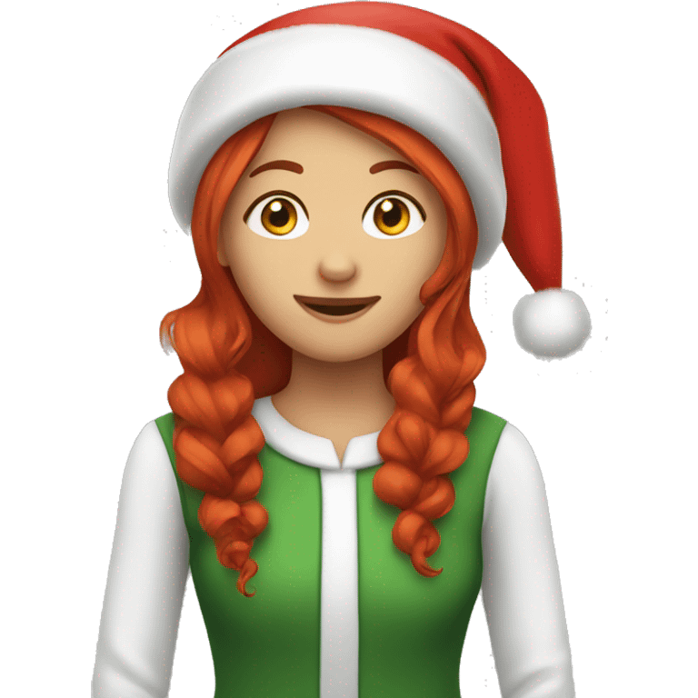 red headed girl with santa hat emoji