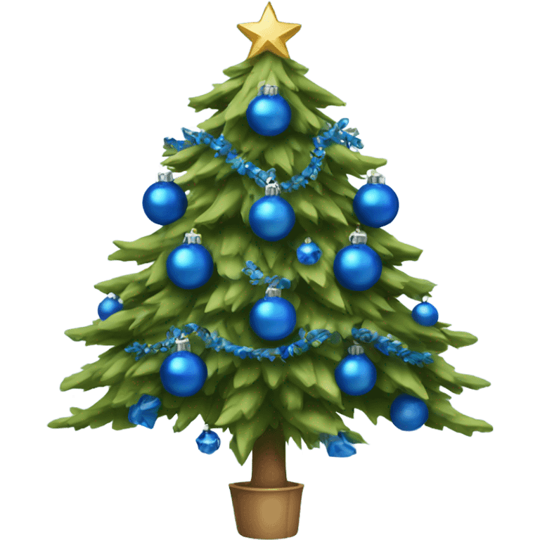 christmas tree adorned with blue ornaments  emoji