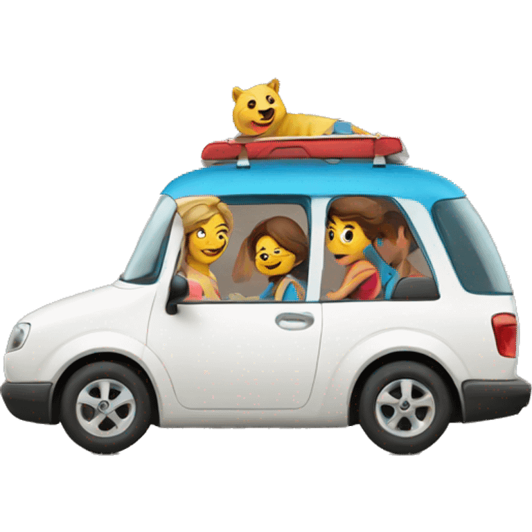 family trip in a car emoji