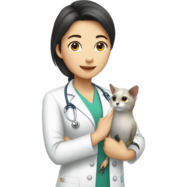 asain female veterinarian with cockatial emoji