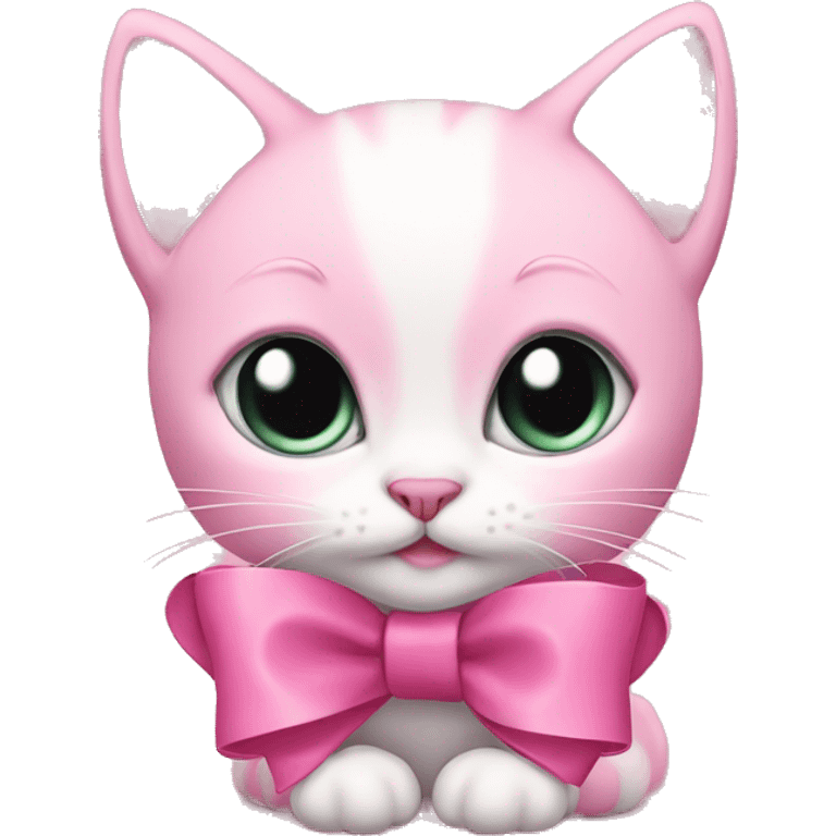 Pink kitten with bow emoji