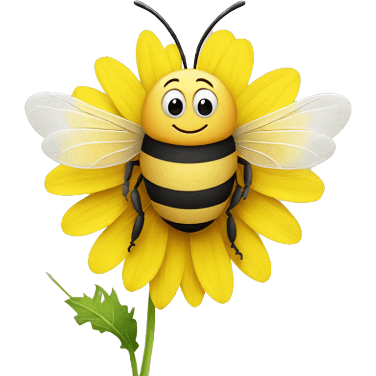 Bee smiling with dandelion  emoji