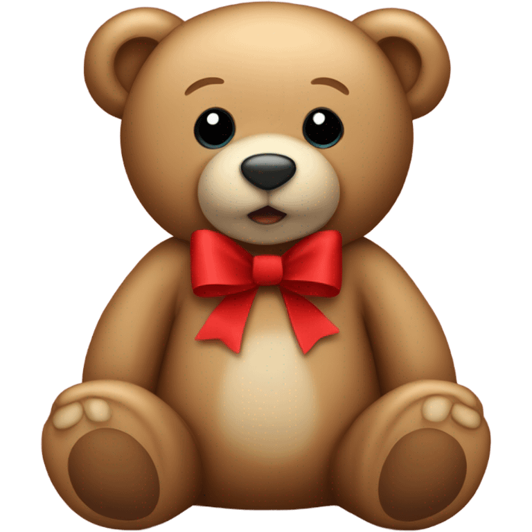 Light brown teddy bear with red bow  emoji