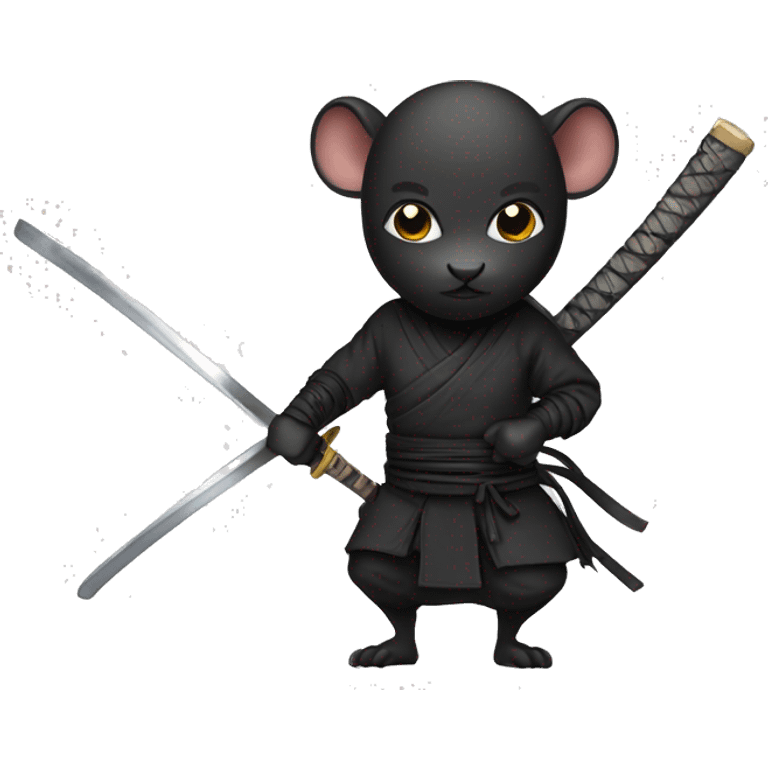 ninja black skin adult single rat with katana emoji