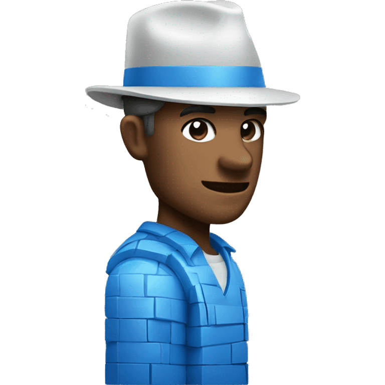 man made of blue bricks emoji