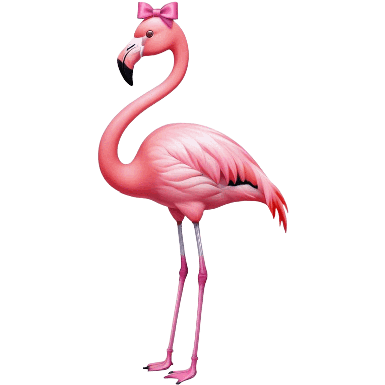 Flamingo with a bow emoji