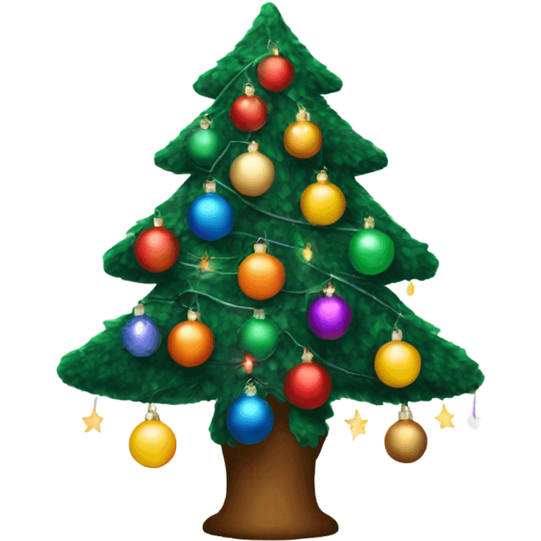 Christmas tree with lights and colourful ornaments  emoji