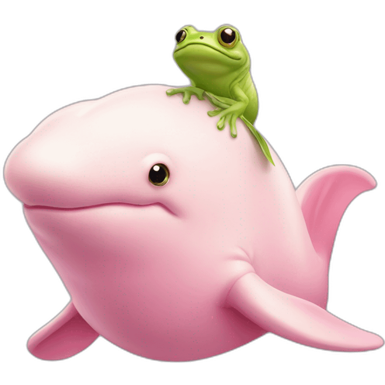 Pink beluga whale with the face of a frog emoji