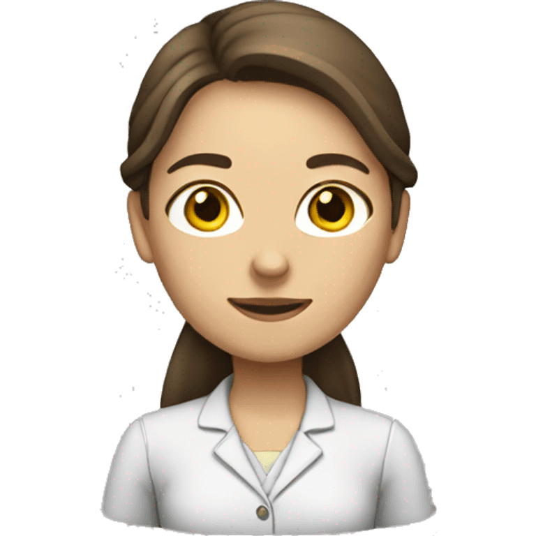 Female brown long hair teacher, white skin emoji