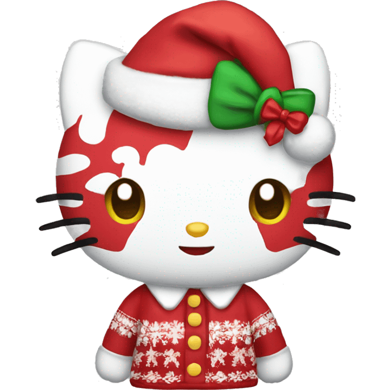 Hello kitty in Christmas clothes emoji