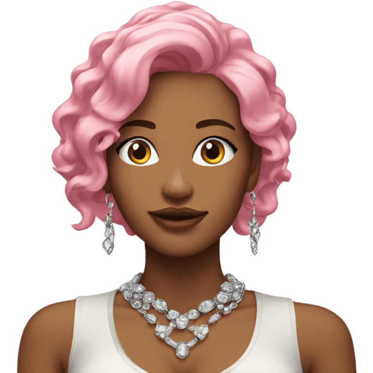 Female model with pink hair and with jewelry indoors emoji