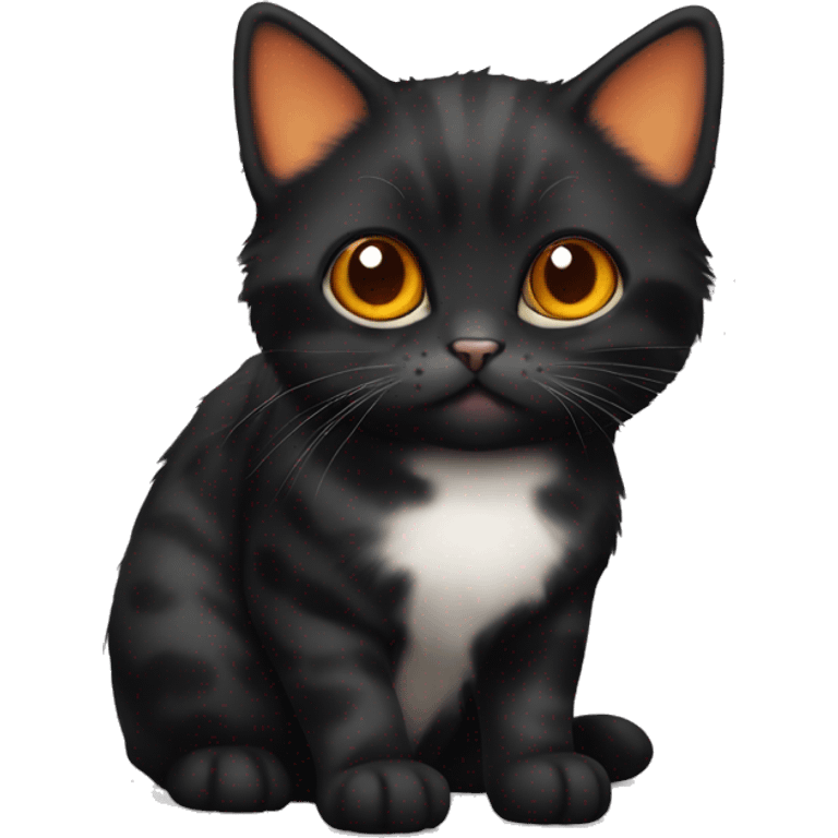 Black munchkin cat with orange spots emoji