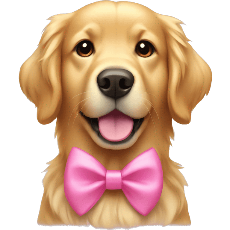 Golden retriever with a pink bow emoji