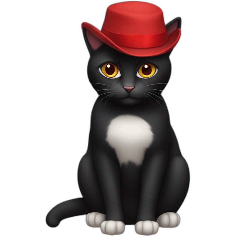 Black cat with a red hat emoji