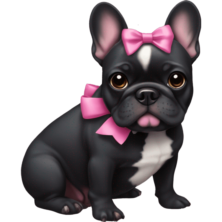 black french bulldog with a pink bow emoji