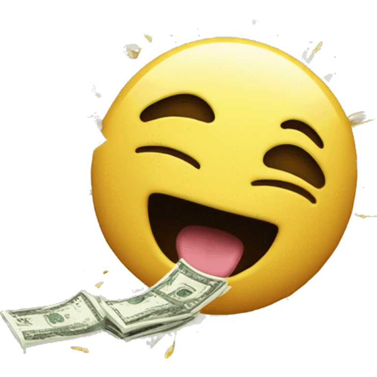 crazy smiling face with head exploding and flying money emoji