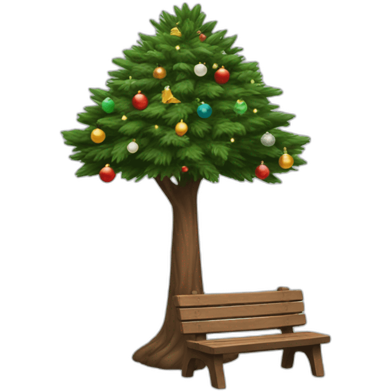 christmas tree and bench emoji