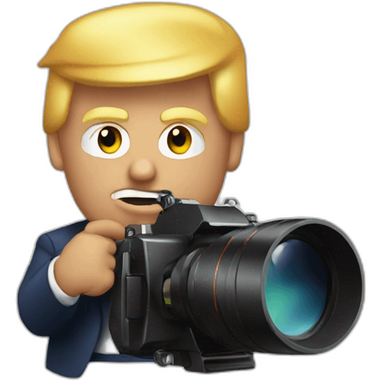 donald trump with a camera shooting emoji