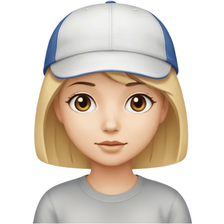 A girl with a bob cut blonde hair wearing cap emoji