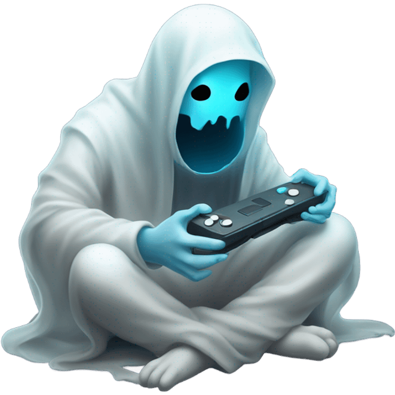 sad ghost playing video game emoji