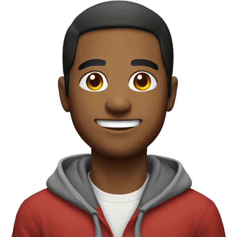 upper body shot of a man smiling and wearing a hoodie emoji