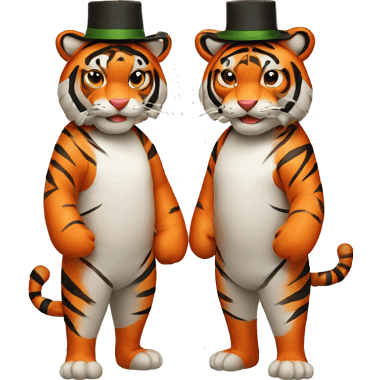 two tigers wearing hats made out of sushi emoji