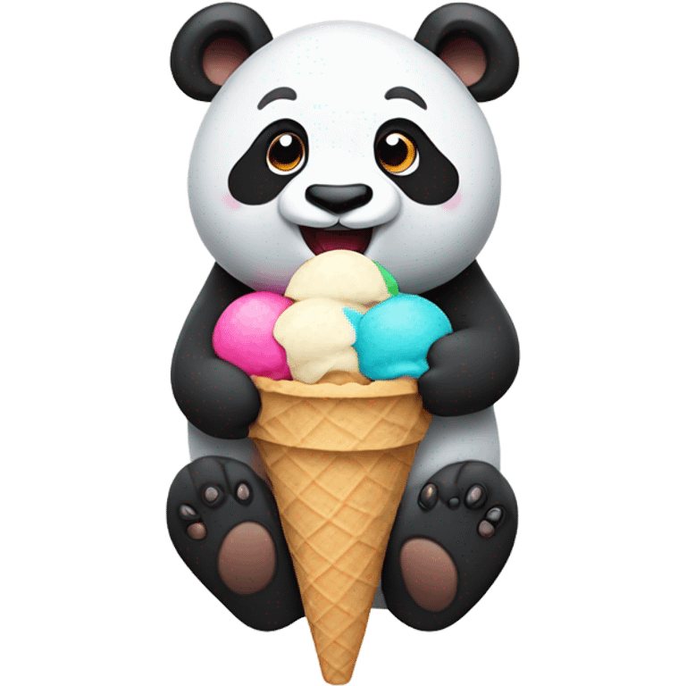 Panda eating ice cream emoji