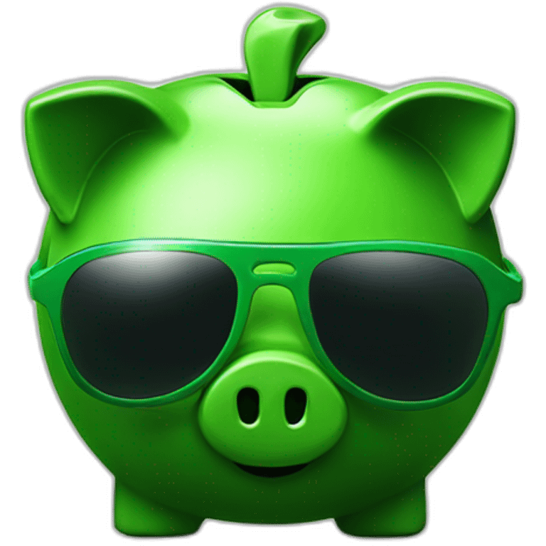 green piggybank with sunglasses emoji