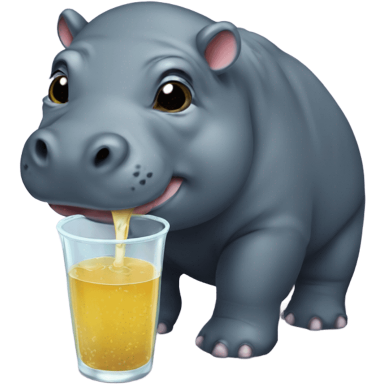 Pygmy hippo drinking emoji